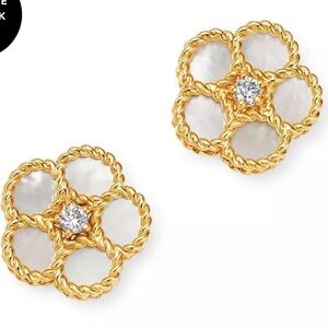 Roberto Coin 18K Yellow Gold Daisy Mother-of-Pearl & Diamond Stud Earrings